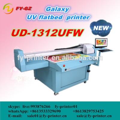 Good quality Galaxy UD 1312UFW printing machine samll uv flatbed inkjet printer with UV led and 2 dx5 printheads for sale